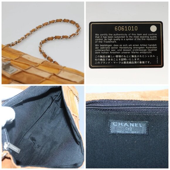 CHANEL Chain Shoulder Bag Suede Brown Gold CC Auth PP566 - Picture 15 of 15